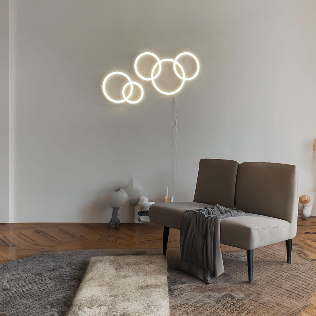 circles Wall neon - Modern Artistic neon led Wall Sconce | Handmade honeycomb Lighting Fixture for Living Room, Bedroom, or Office Decor