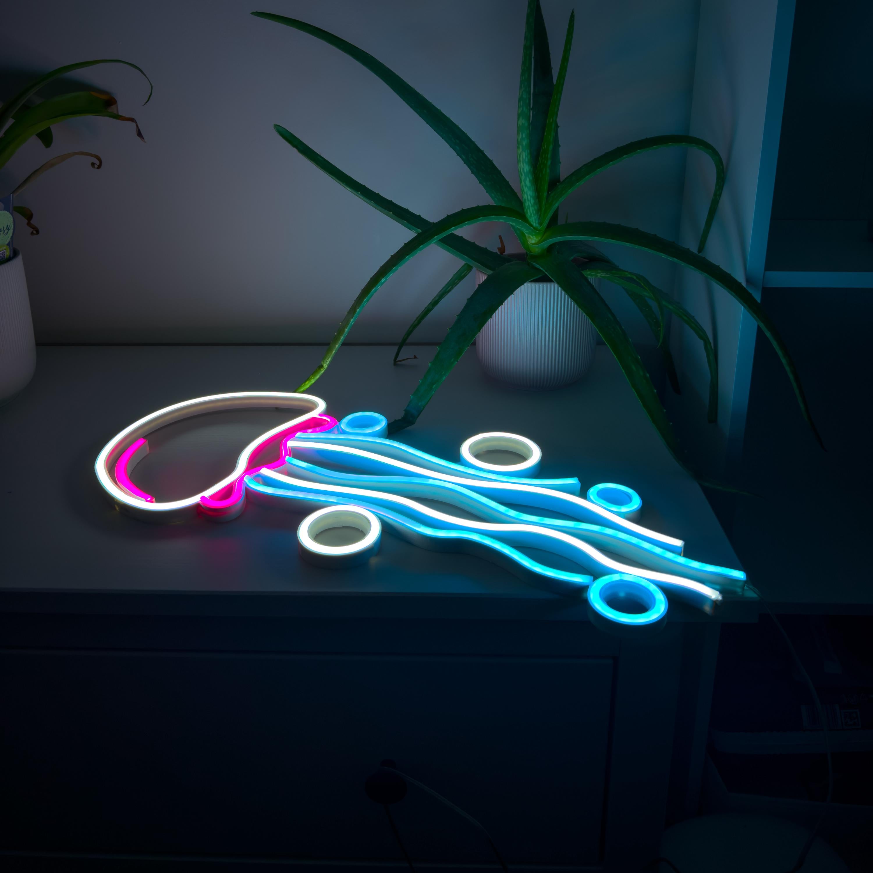 Jellyfish Neon Sign for Bar, Cafe & Game Room – 3D Purple LED Light, Aesthetic Ocean Decor, Eye-Catching Wall Art, Neon sign bedroom