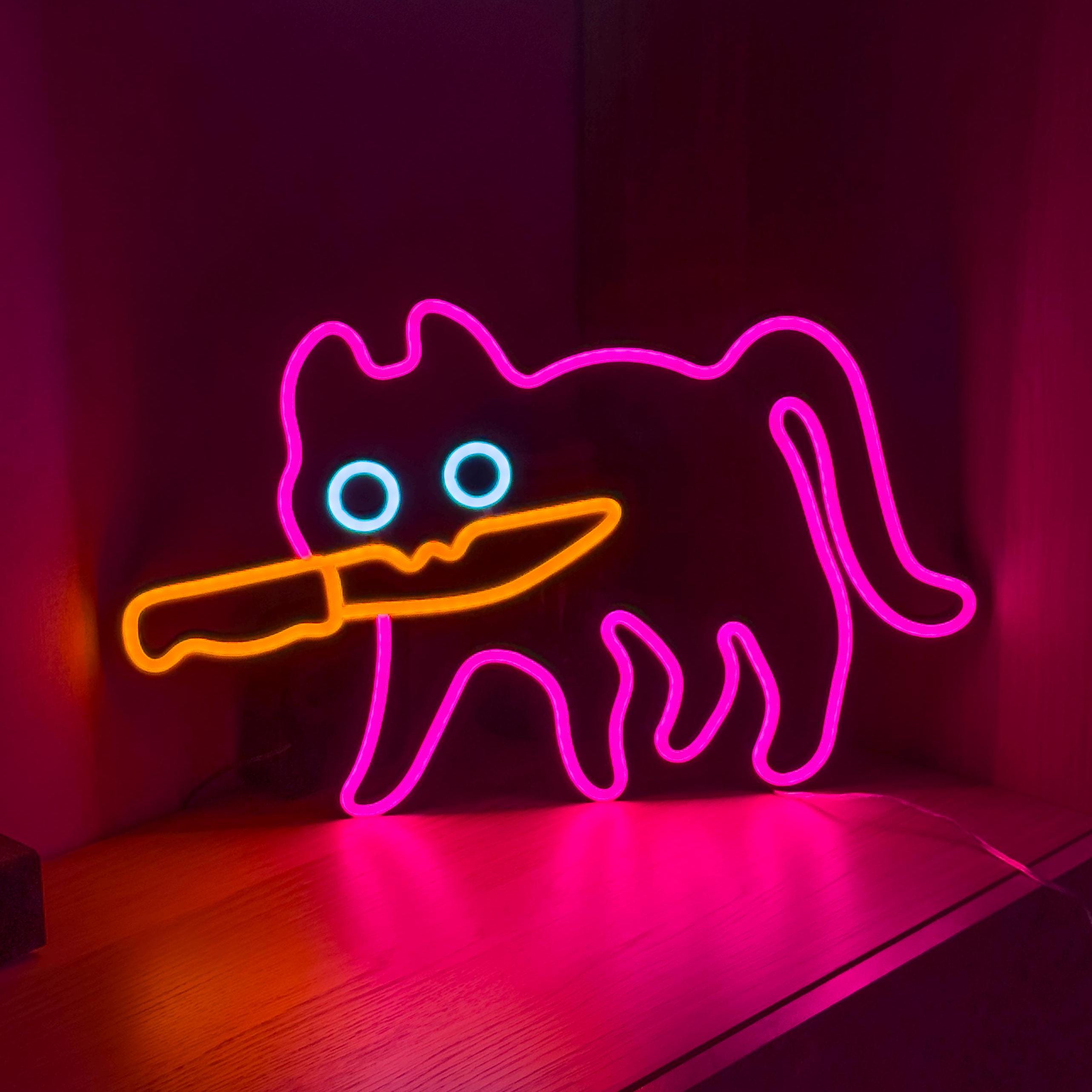 Cat Neon Sign – LED Cat Light, Neon Cat Wall Decor, Cat LED Sign, Cool Cat Neon Light, Cute Cat Room Decor, Custom Cat Neon Sign More