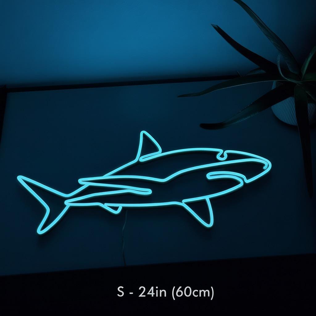 Shark neon sign LED Light – custom neon sign Shark Ocean Fans, Beach Bars, Surf Rooms, Underwater Glow Wall Art, neon sign bedroom