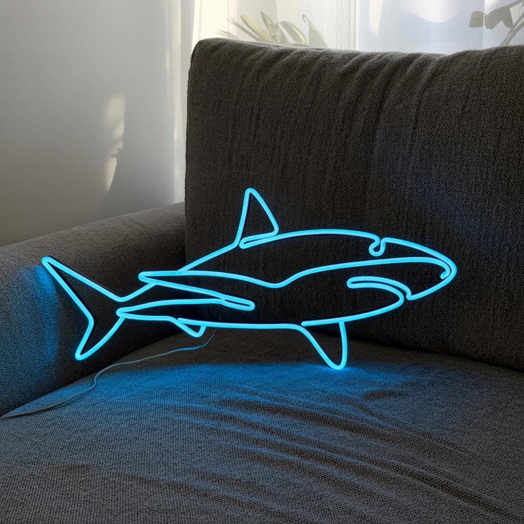 Shark neon sign LED Light – custom neon sign Shark Ocean Fans, Beach Bars, Surf Rooms, Underwater Glow Wall Art, neon sign bedroom
