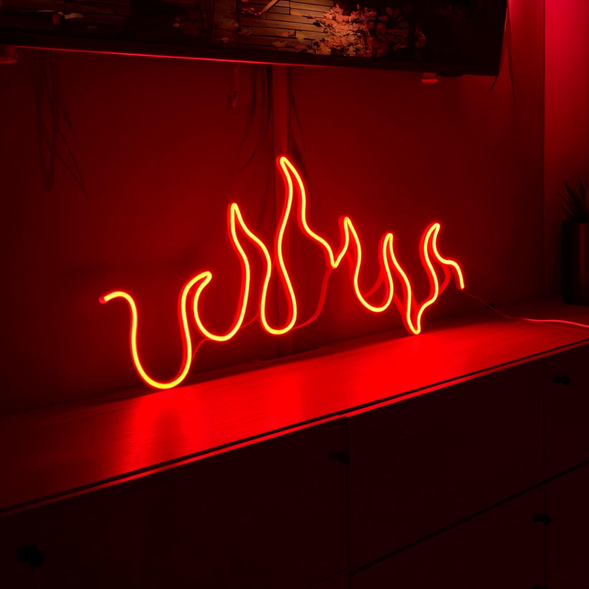 Fire Neon Sign – LED Neon Sign Wall Art – Neon Sign for Bedroom Decor – Fire LED Light – Unique Neon Sign Gift – Wall Decor Neon