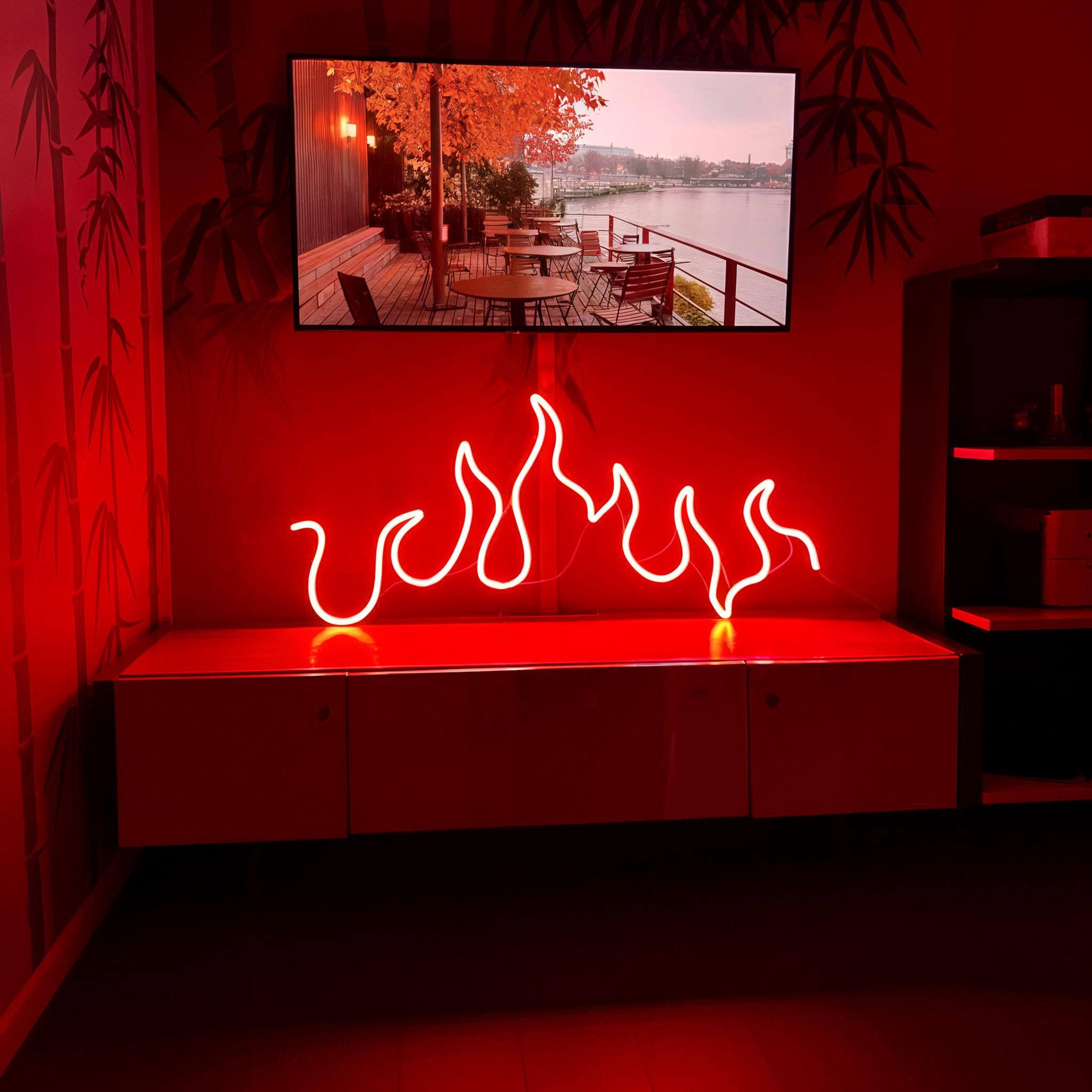 Fire Neon Sign – LED Neon Sign Wall Art – Neon Sign for Bedroom Decor – Fire LED Light – Unique Neon Sign Gift – Wall Decor Neon