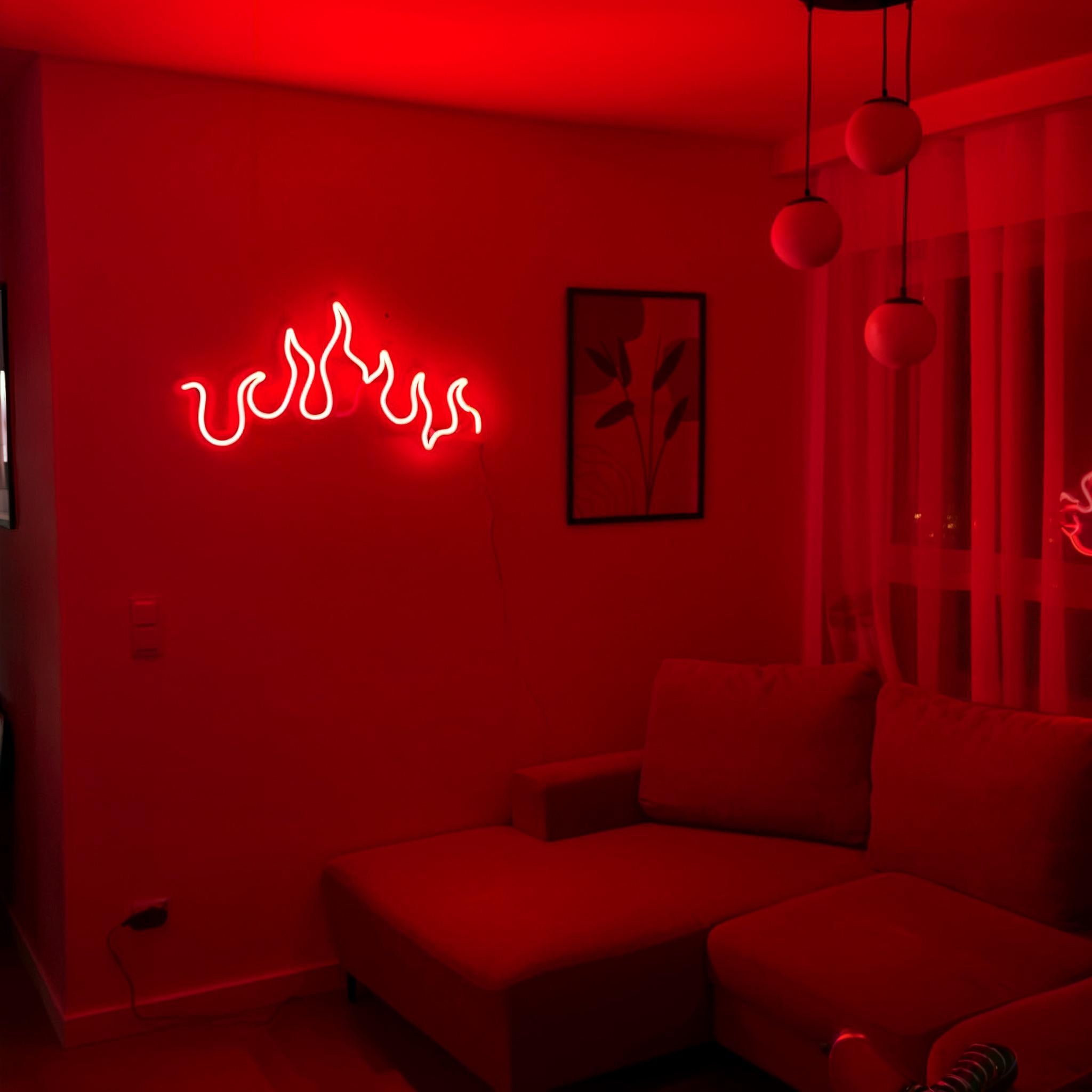 Fire Neon Sign – LED Neon Sign Wall Art – Neon Sign for Bedroom Decor – Fire LED Light – Unique Neon Sign Gift – Wall Decor Neon