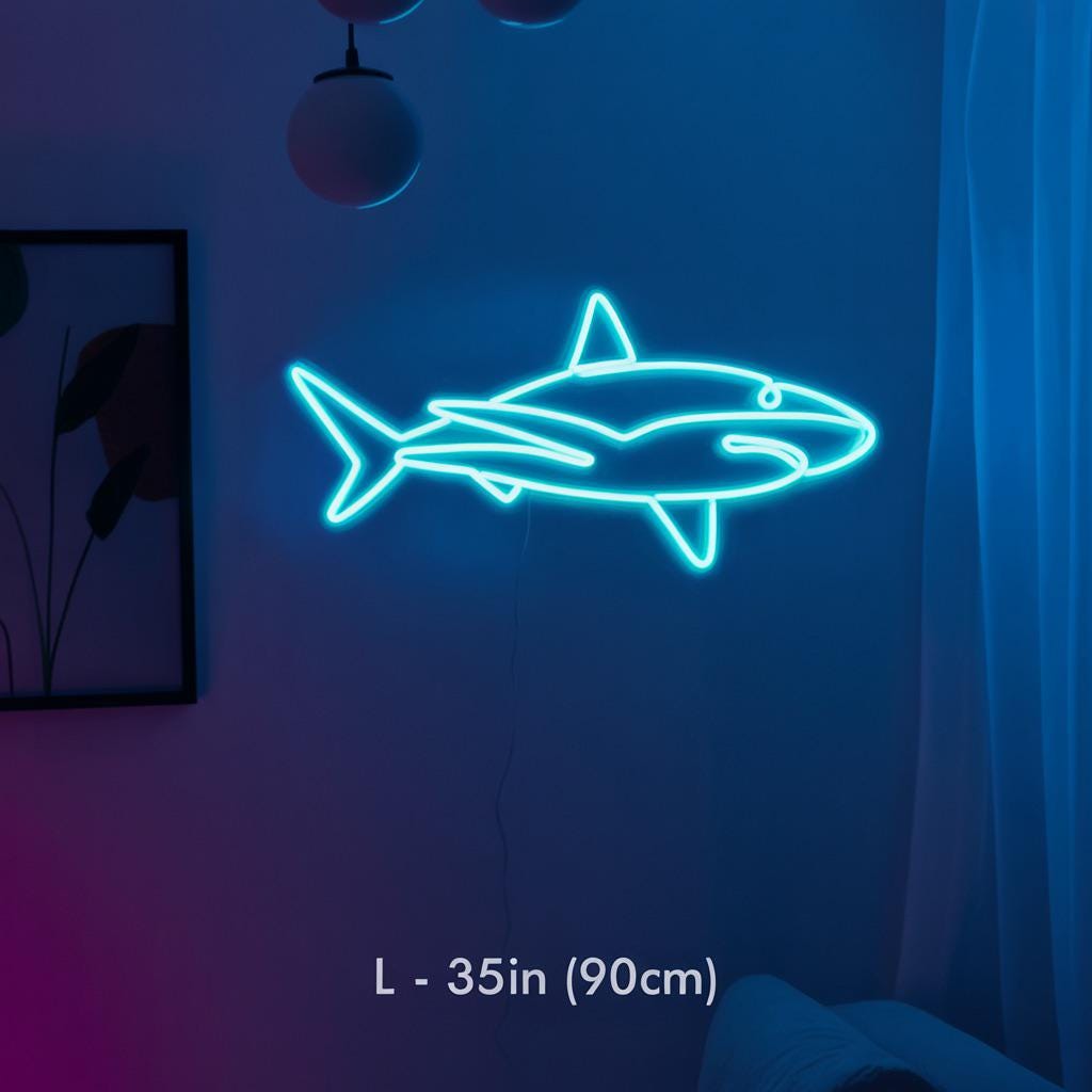 Shark neon sign LED Light – custom neon sign Shark Ocean Fans, Beach Bars, Surf Rooms, Underwater Glow Wall Art, neon sign bedroom
