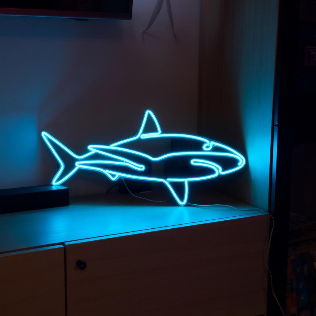 Shark neon sign LED Light – custom neon sign Shark Ocean Fans, Beach Bars, Surf Rooms, Underwater Glow Wall Art, neon sign bedroom