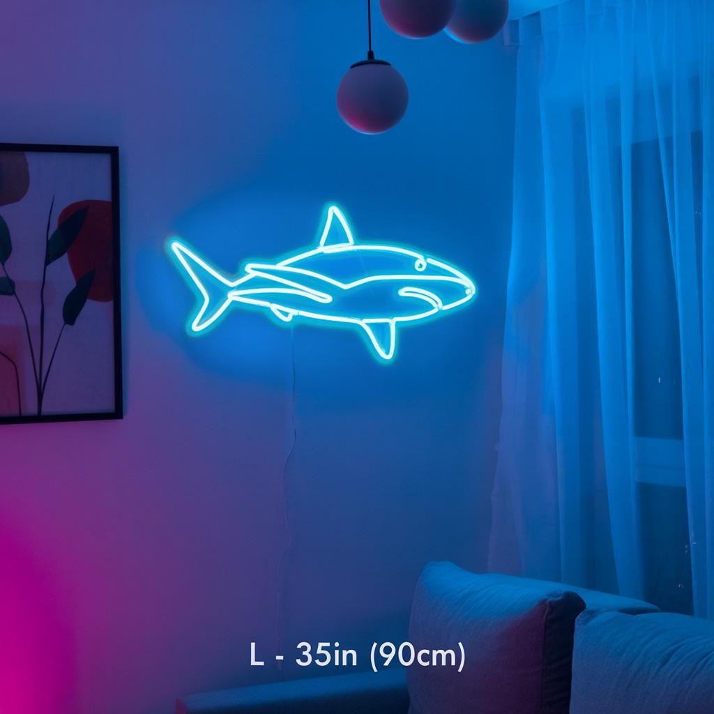 Shark neon sign LED Light – custom neon sign Shark Ocean Fans, Beach Bars, Surf Rooms, Underwater Glow Wall Art, neon sign bedroom