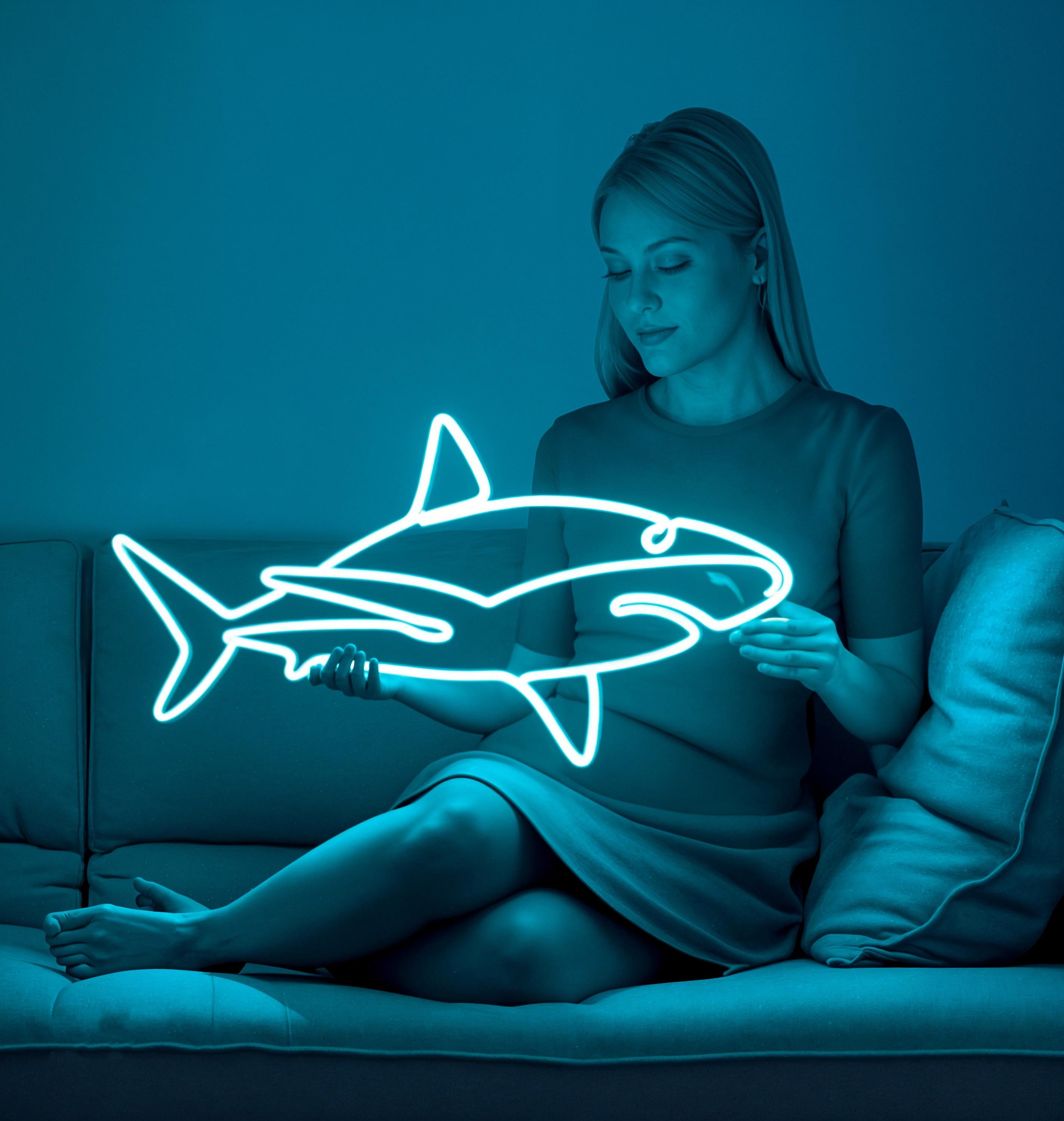 Shark neon sign LED Light – custom neon sign Shark Ocean Fans, Beach Bars, Surf Rooms, Underwater Glow Wall Art, neon sign bedroom