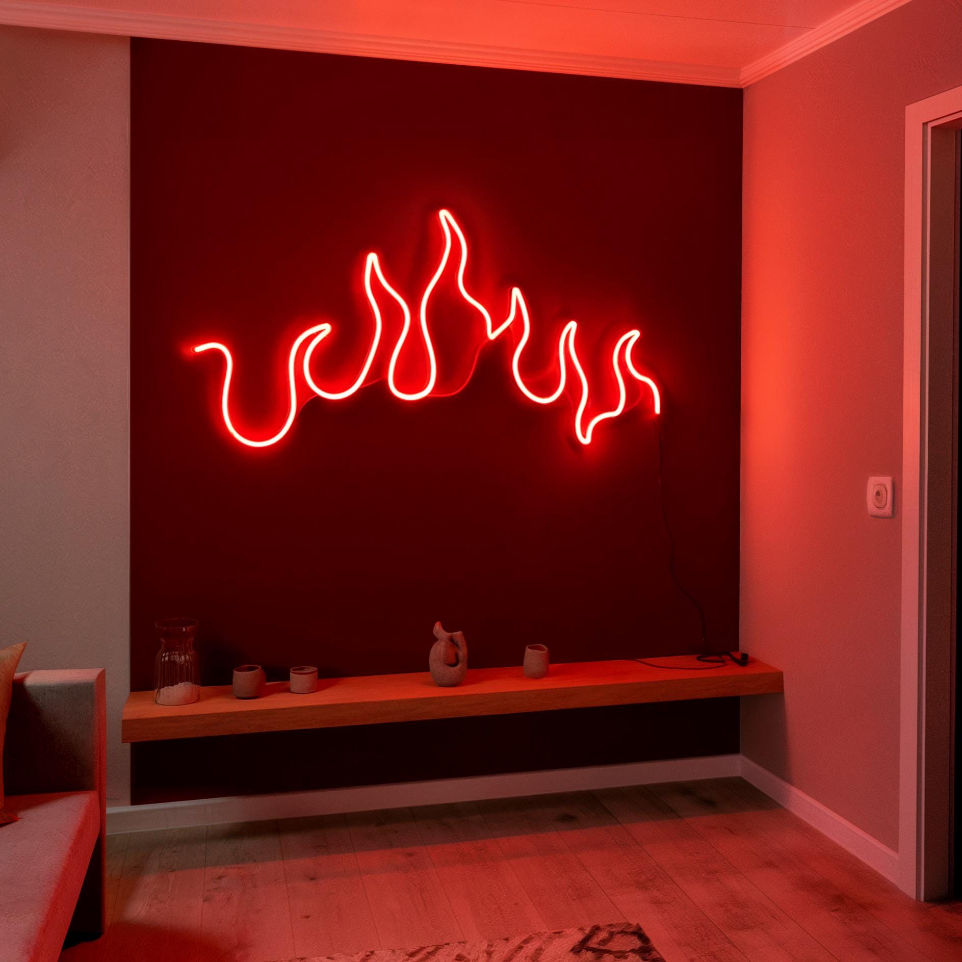 Fire Neon Sign – LED Neon Sign Wall Art – Neon Sign for Bedroom Decor – Fire LED Light – Unique Neon Sign Gift – Wall Decor Neon