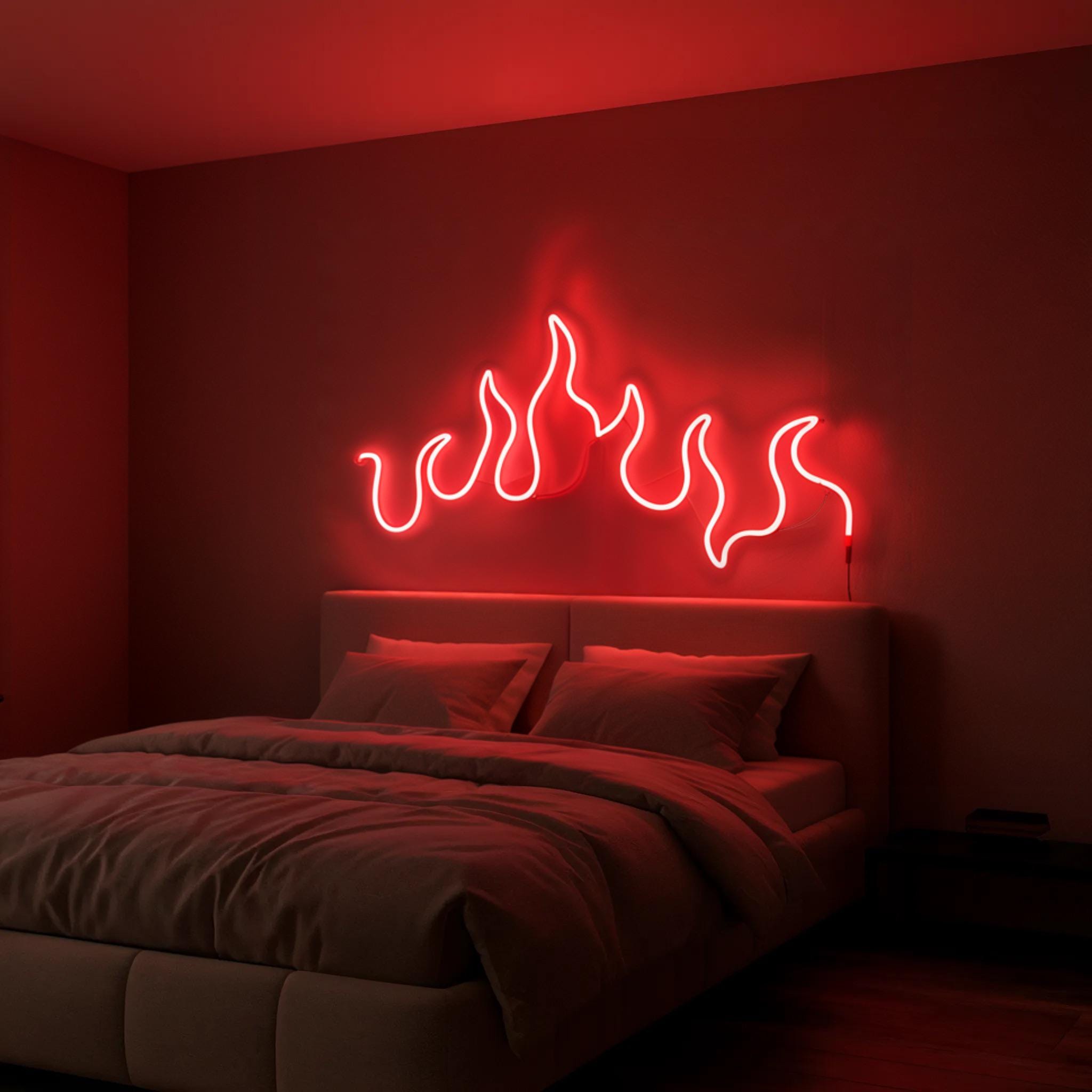 Fire Neon Sign – LED Neon Sign Wall Art – Neon Sign for Bedroom Decor – Fire LED Light – Unique Neon Sign Gift – Wall Decor Neon