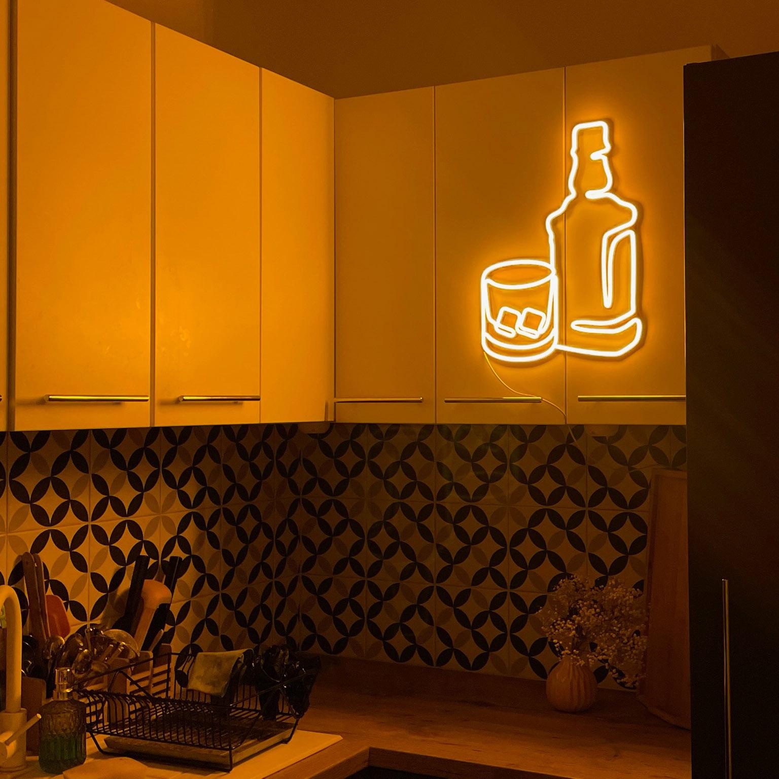Garage Bar Neon Sign – Whiskey Wall Art for Men, Man Cave Light, Rustic LED Gift for Him, Garage Makeover Decor