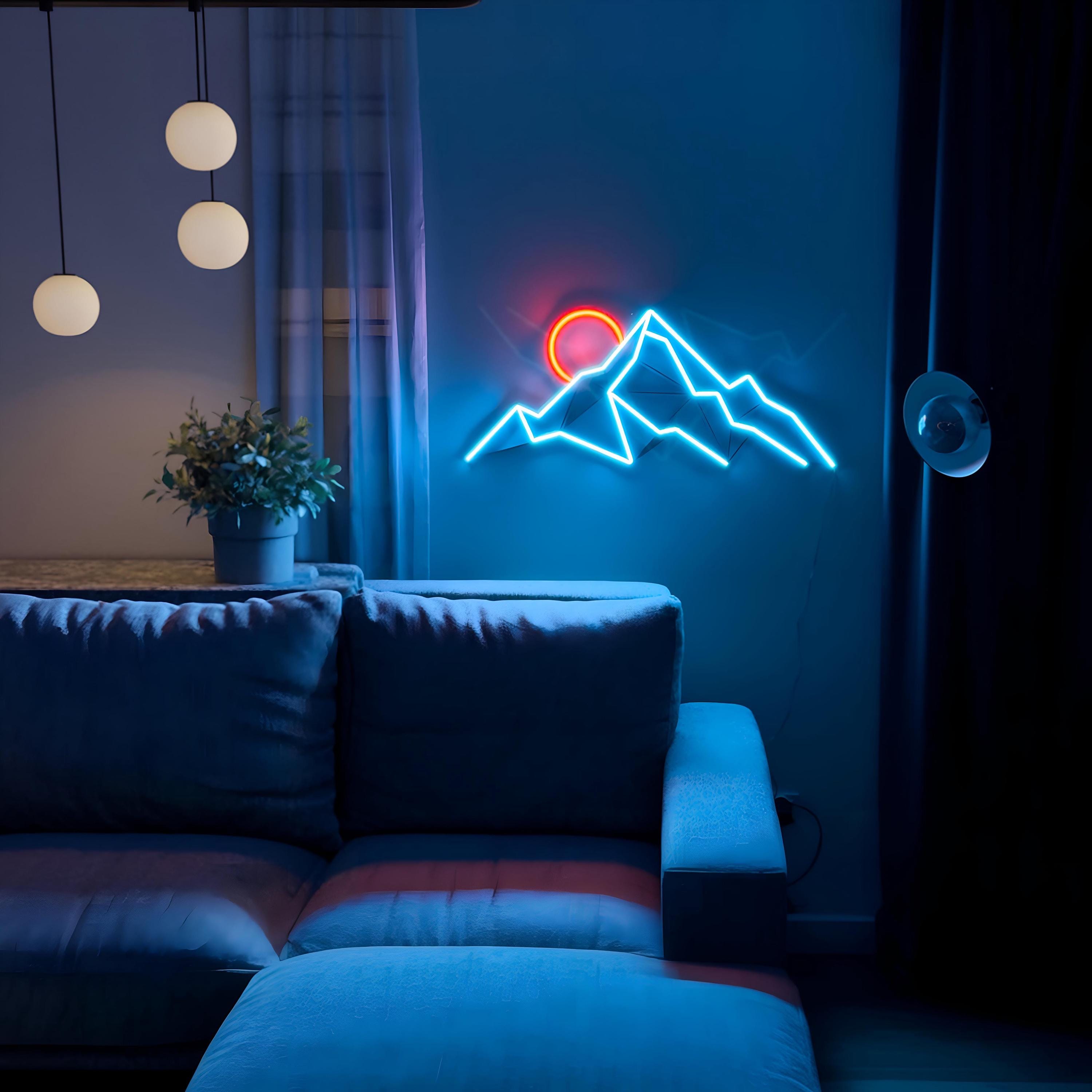 mountain neon wall art landscape Neon Sign neon art, Mountain Art Light Sign, Led light Wall Decor, mount decor, Custom Neon Sign, gift man