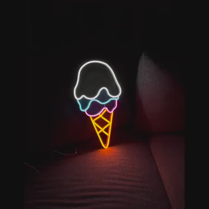 Ice Cream Neon Sign Custom, Business Wall Decor, Neon Sign Light Business Logo, Led Signs Personalized Gifts, Neon Signs Party Decor
