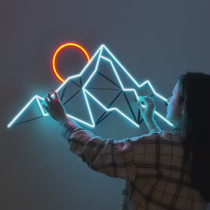 mountain neon wall art landscape Neon Sign neon art, Mountain Art Light Sign, Led light Wall Decor, mount decor, Custom Neon Sign, gift man