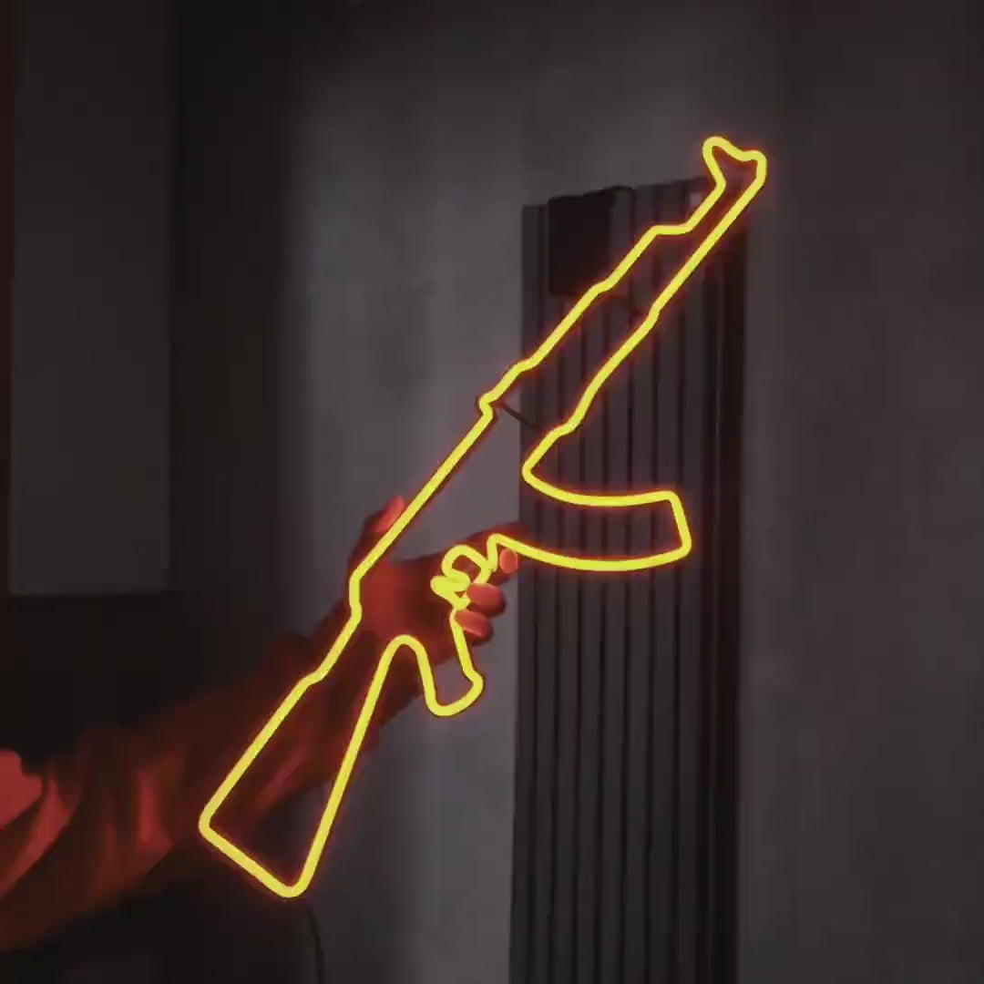 Gun Led Neon Signs AK 47  gift Pistol LED Neon Lights Gun  Wall Art Décor Neon Custom Desk light CS go neon rifle neon sign ak47 wall art