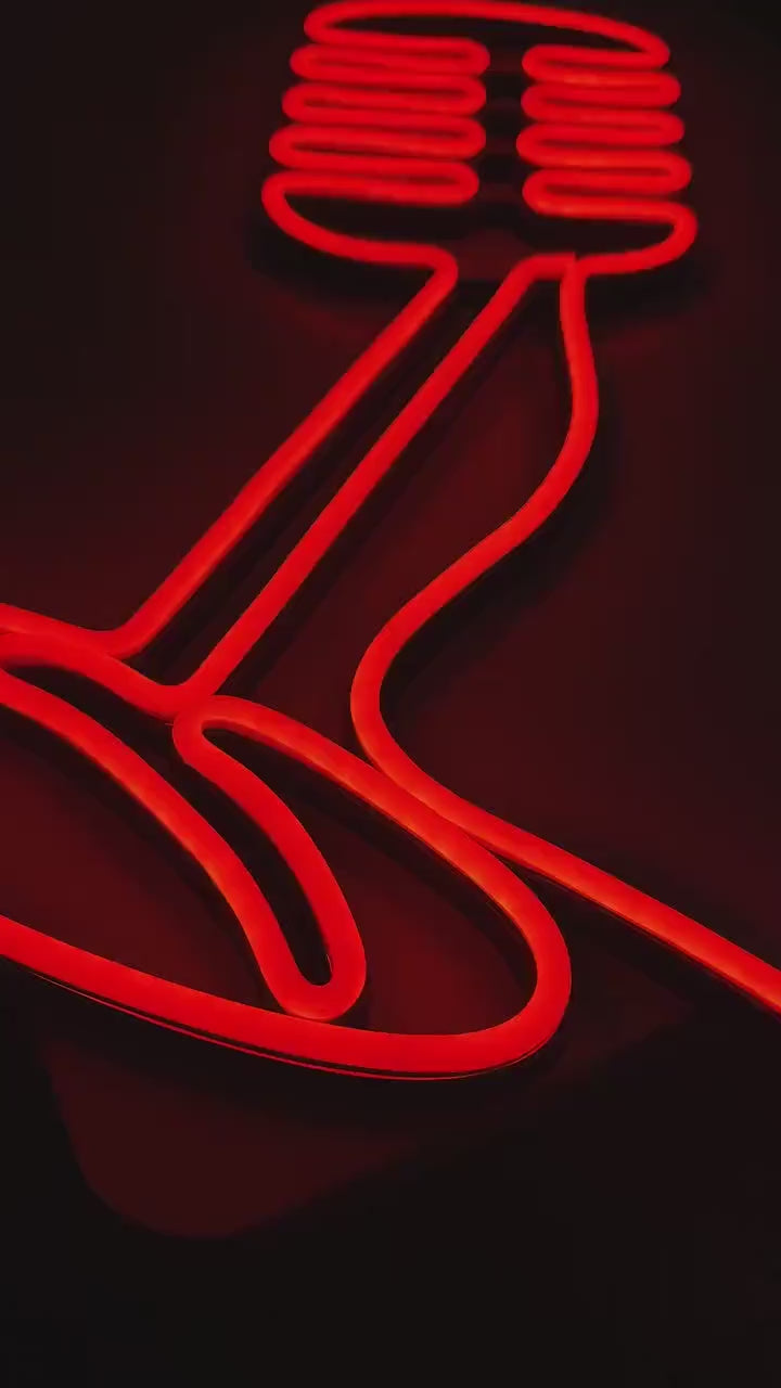 mic microphone art, music Neon Sign, microphone Art, music room decor, mic Wall Decor, music Led neon, music gift, mic gift