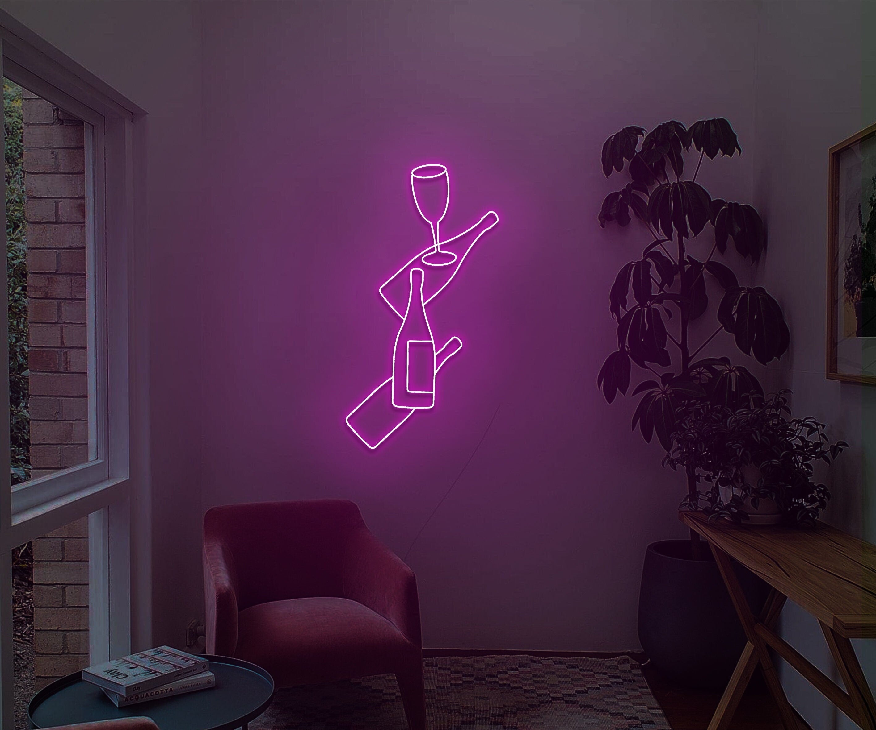 Champagne art neon sign - Neonon