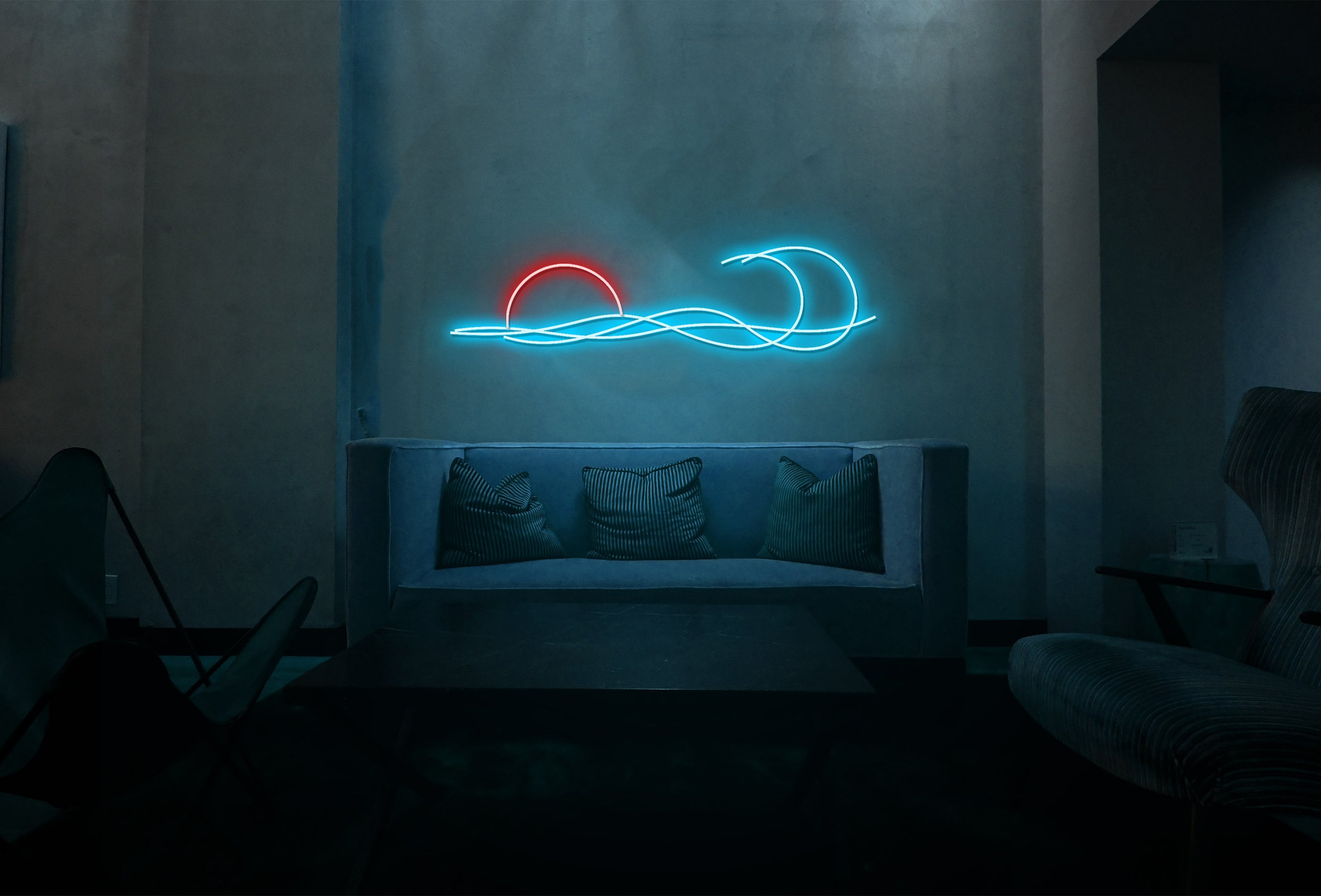 Wave sunset neon sign - Neonon