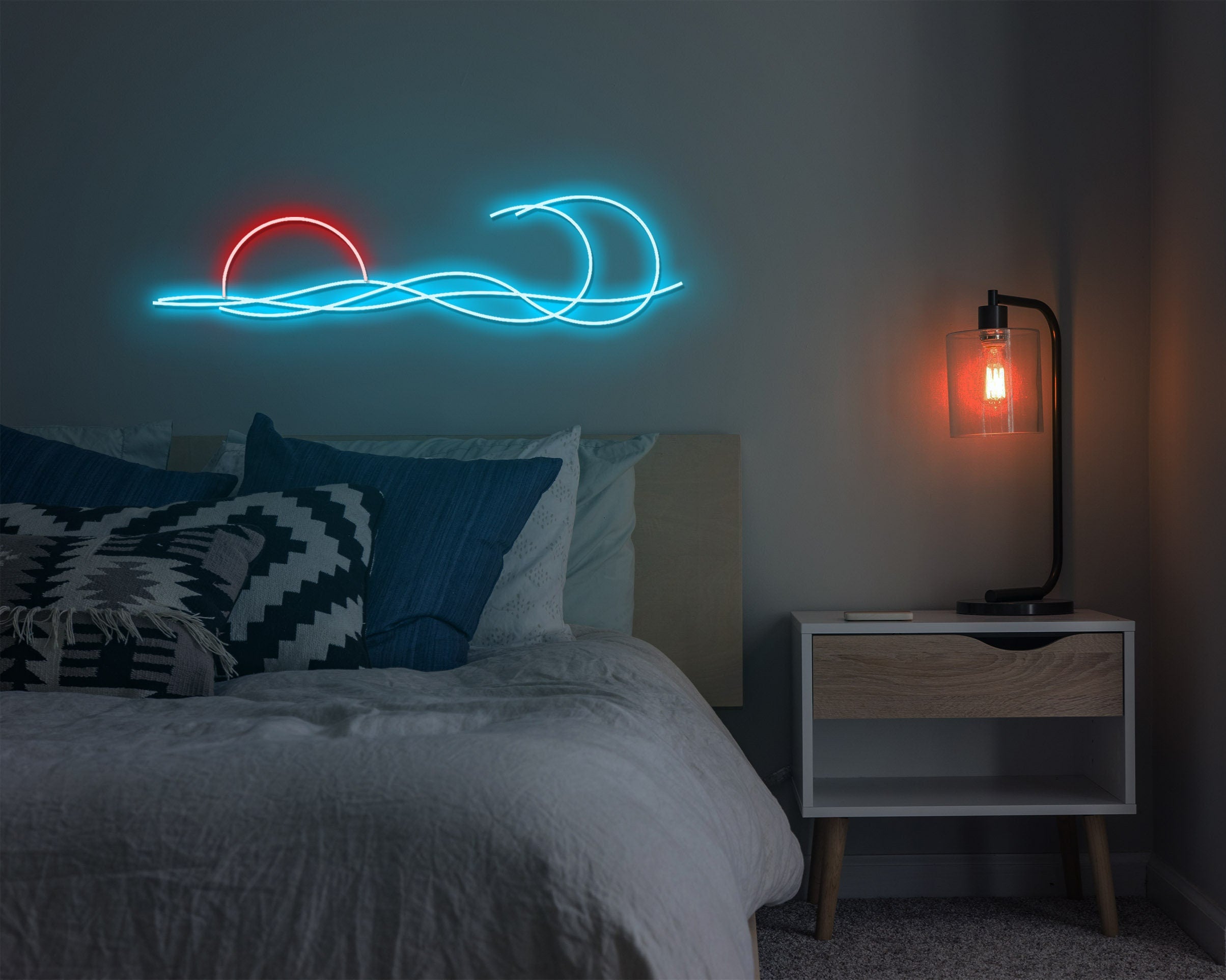 Wave sunset neon sign - Neonon