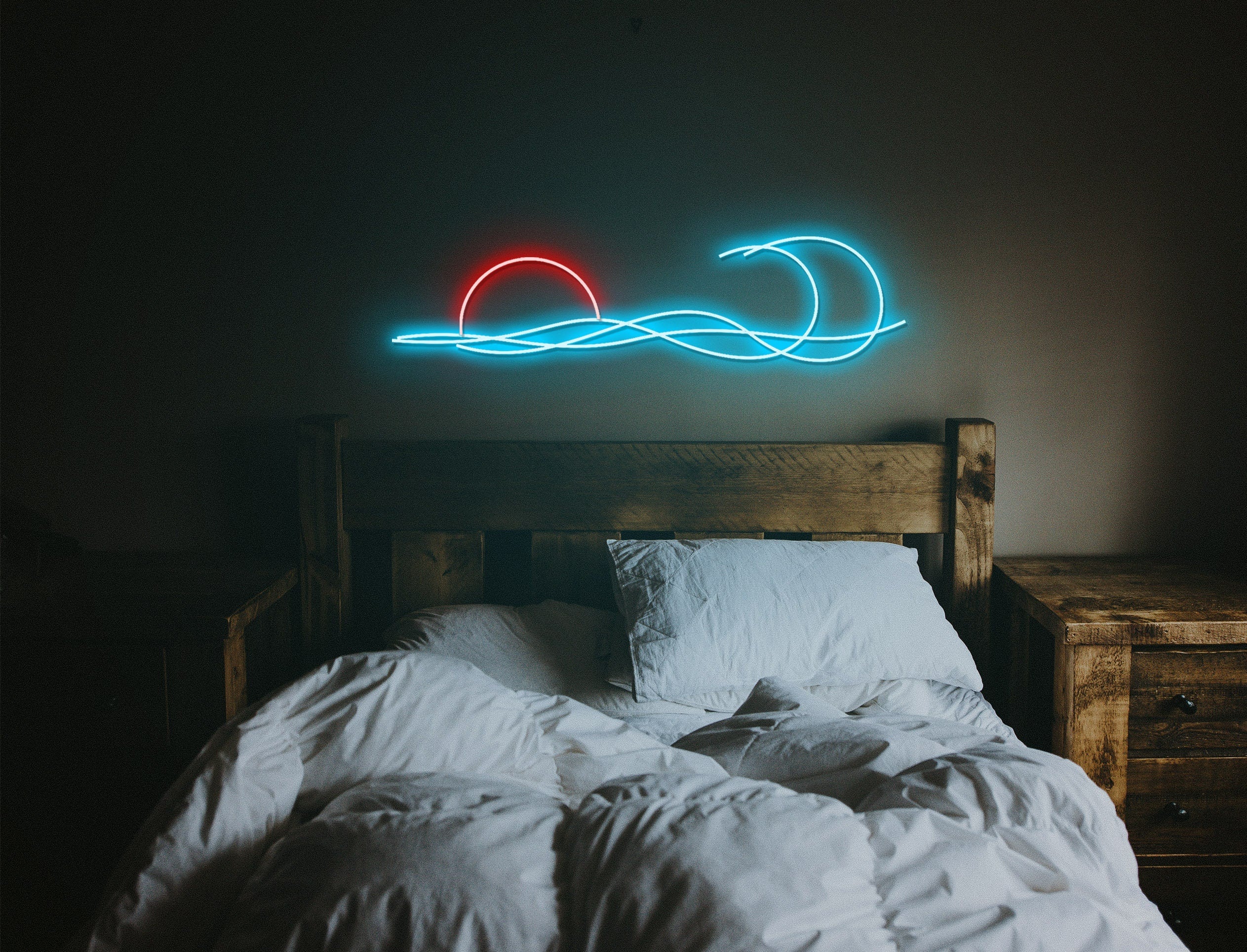 Wave sunset neon sign - Neonon