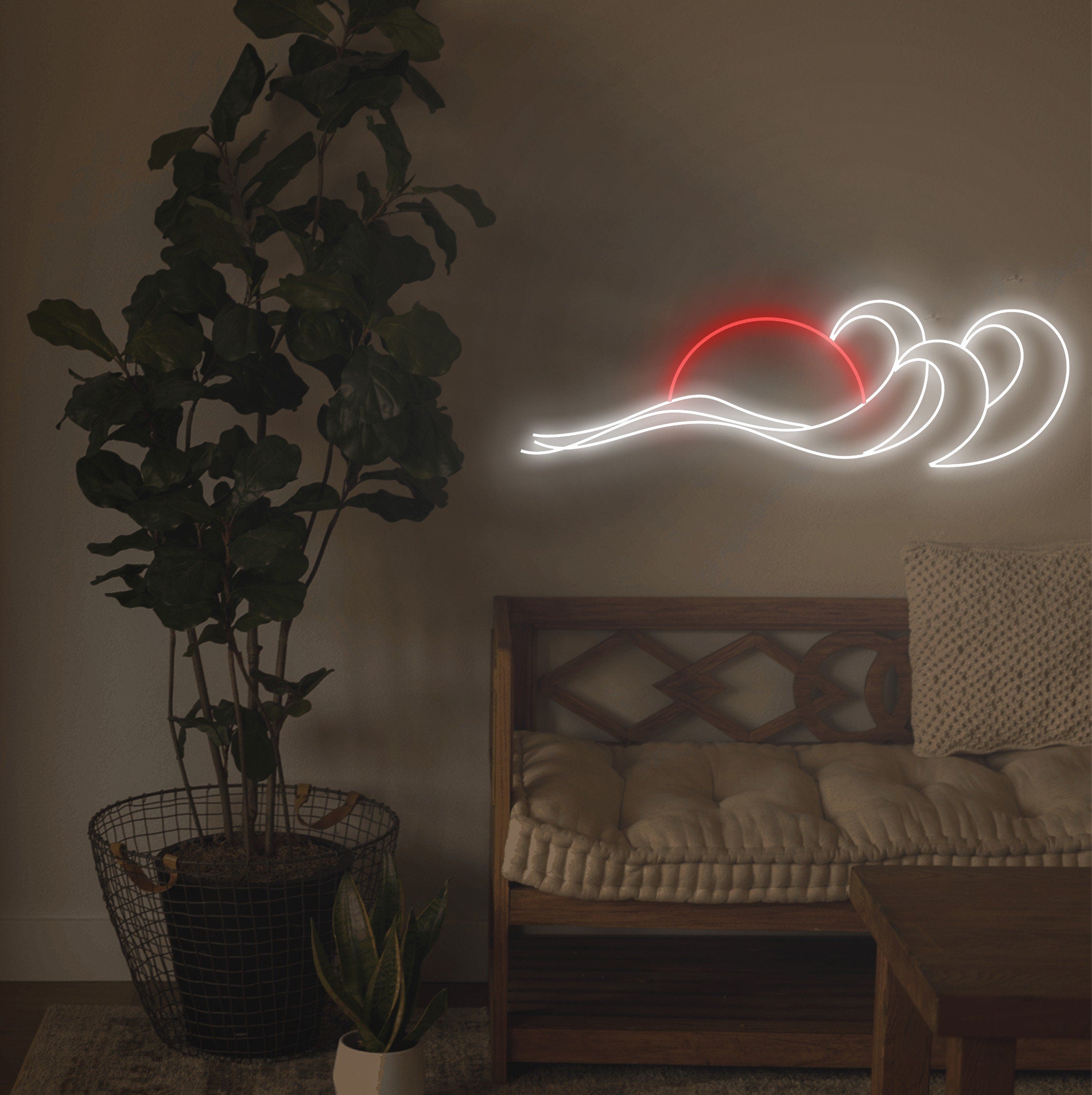 Wave sunset neon sign - Neonon