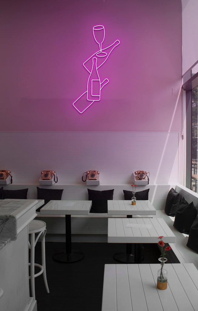 Champagne art neon sign - Neonon