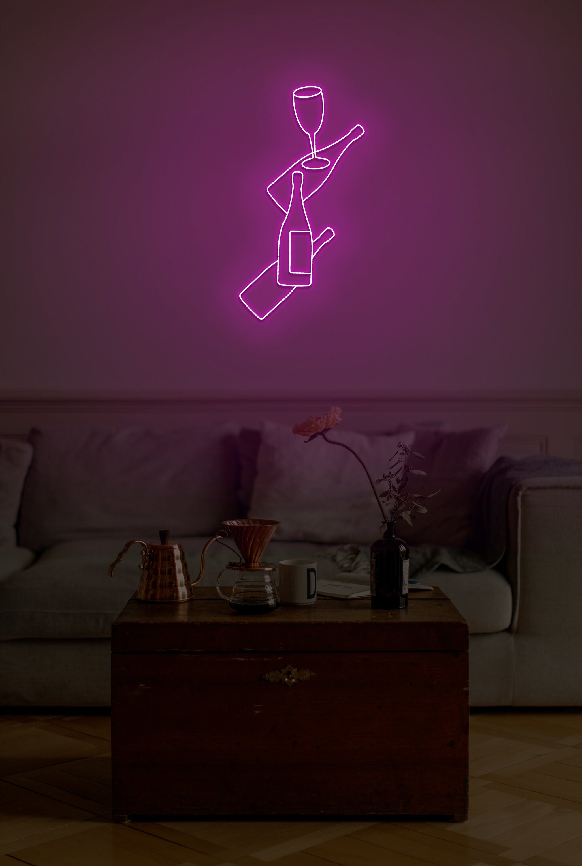 Champagne art neon sign - Neonon