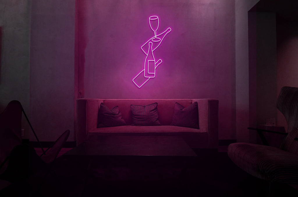 Champagne art neon sign - Neonon