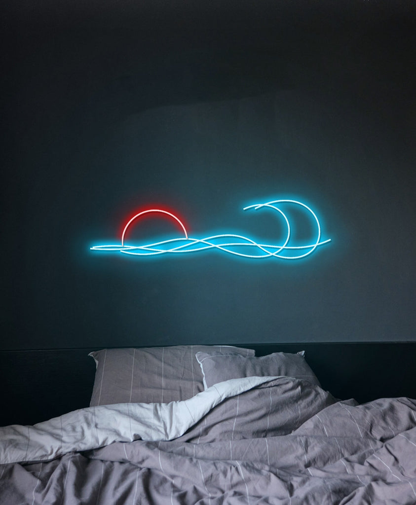 Wave sunset neon sign - Neonon