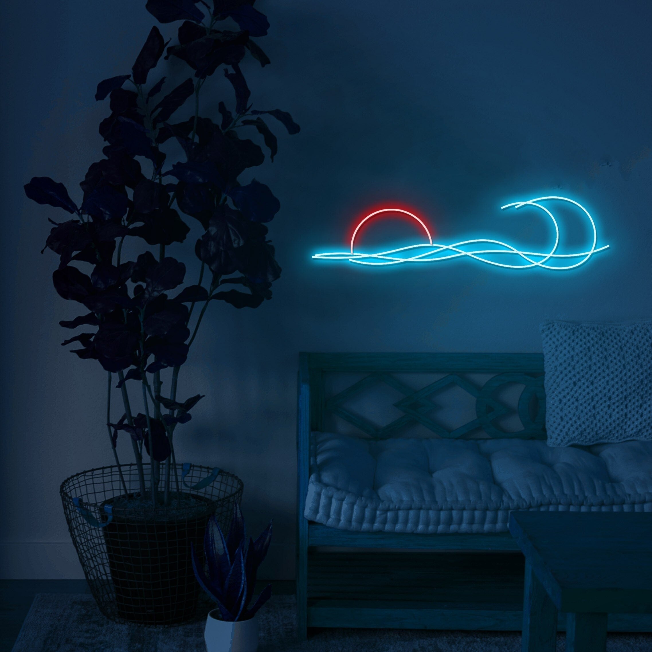 Wave sunset neon sign - Neonon